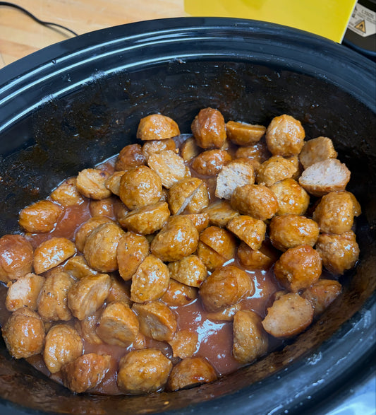 Sweet Heat Peach Meatballs.