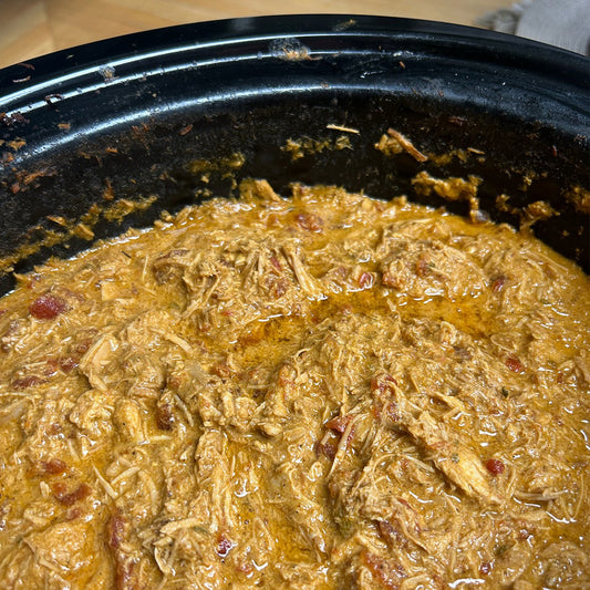 Slow Cooker Queso Chicken Tacos